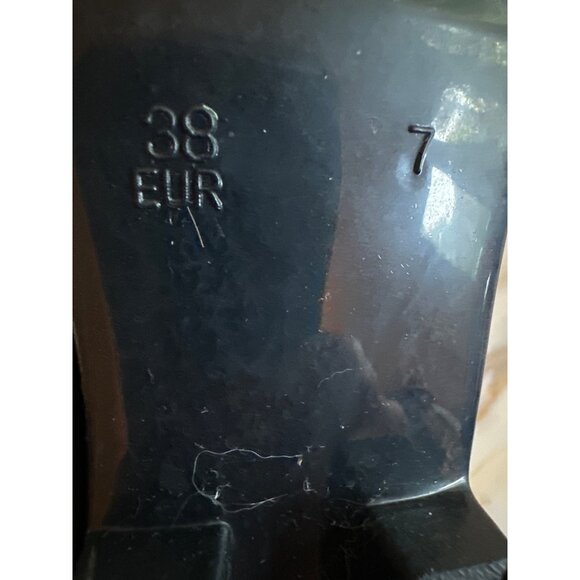 Womens Black PVC Ankle Rain Boots With Decorative White Bow Size 7 EUR 38 - Picture 5 of 5